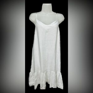 Bellambra Women’s White 100% Linen Sun Dress Size Medium M Cover Up Beach